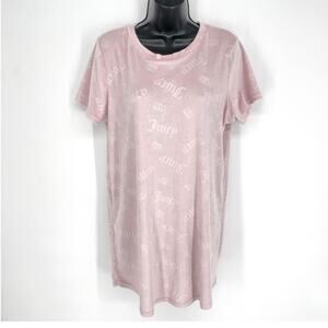 Juicy Couture Embossed Logo Nightgown Sleep Short Sz L Pink Short Sleeve Soft